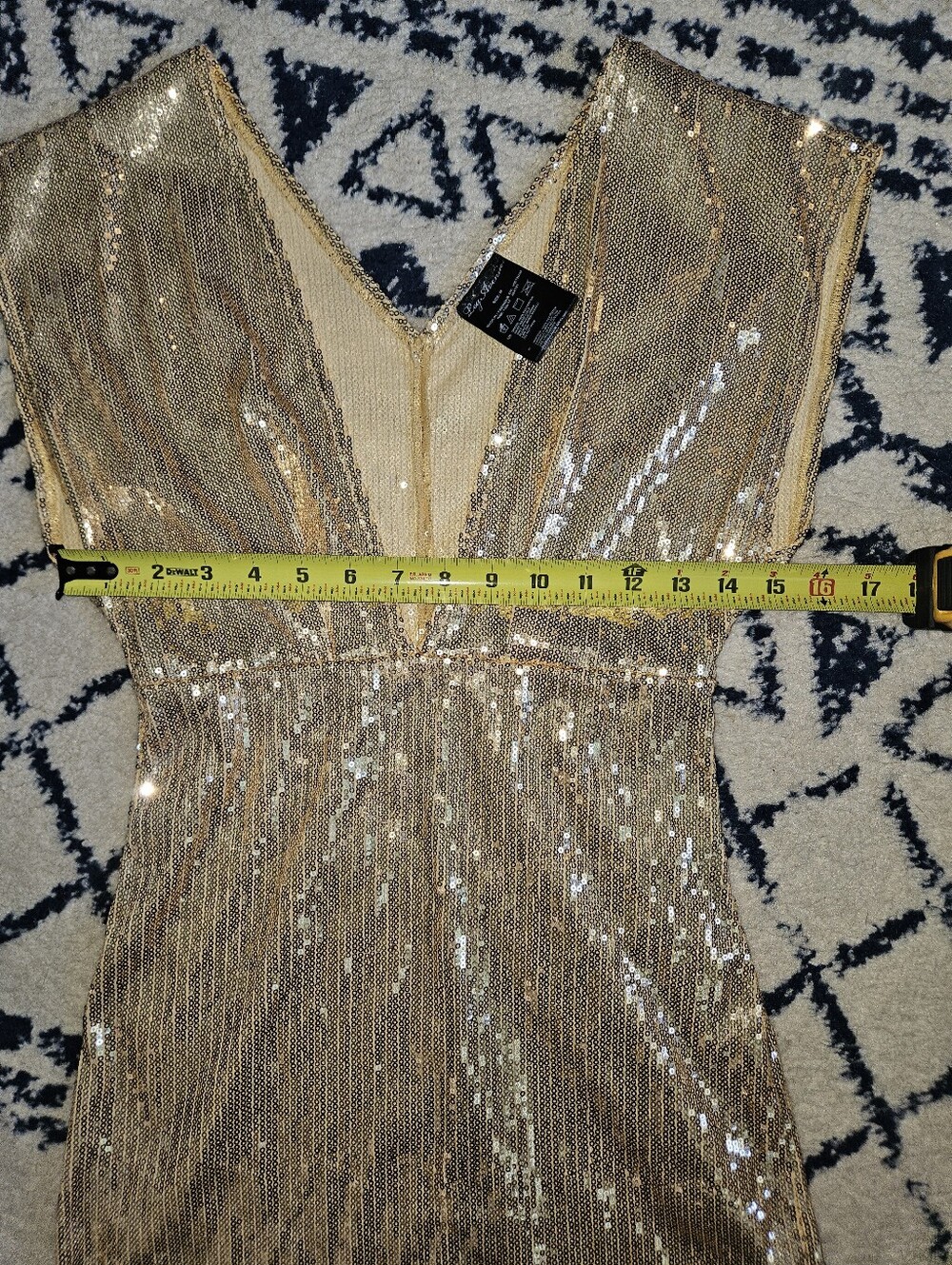 Gold Sequin Deep Plunge Micro Mini Dress - Picture 7 of 11